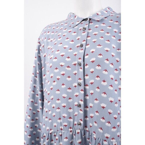 Boden Womans Blouse Shirt Tunic Top US 16L UK 20L Blue Gray Floral Tunic NWT - Picture 4 of 6